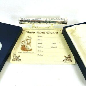 Birth Certificate Holder and Base Original Box Baby Gift Treasures with Scroll